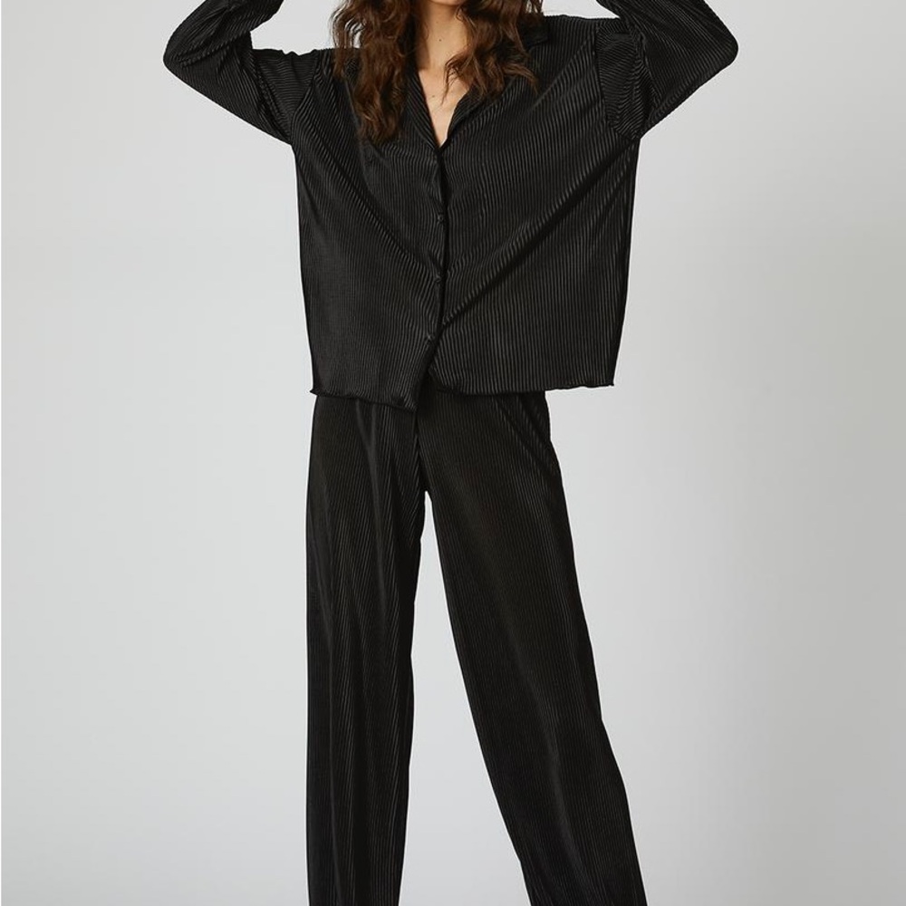 RO & DE Black Co-Ord Matching Set | Wide-Leg Pants & Button Top | NWT